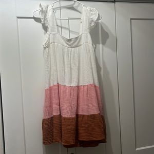 Lush Linen Block Mini Dress with pockets Size S